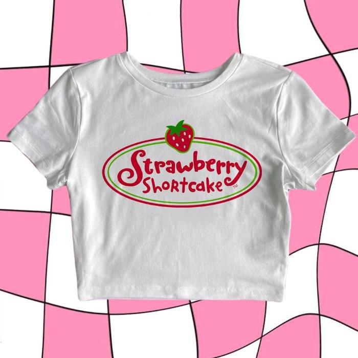 CROP TOP STRAWBERRY SHORTCAKE | CROP TEE STRAWBERRY SHORTCAKE | Bahan Premium Atasan Wanita