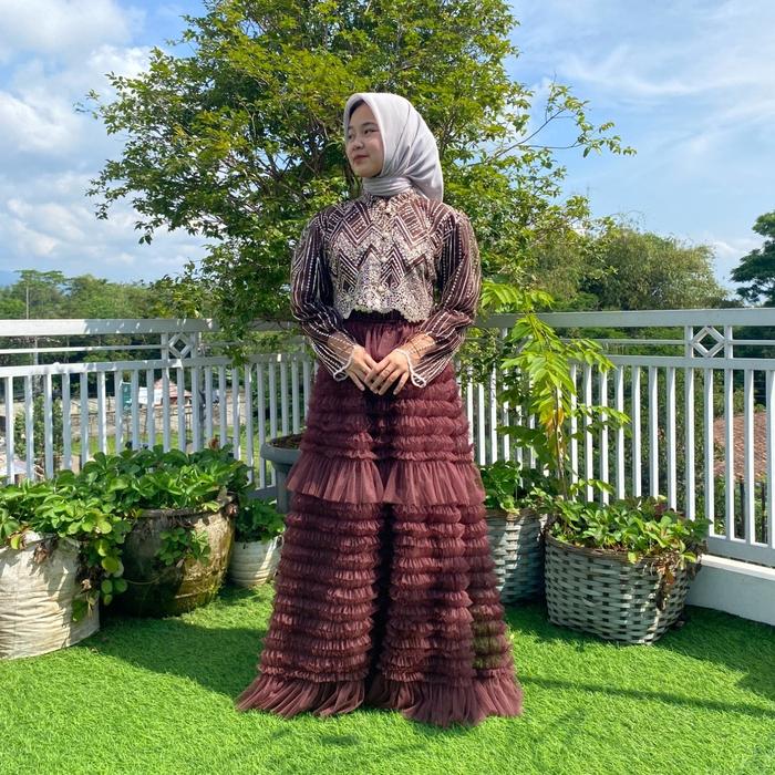 GAMIS SILVANA CARDIGAN BROKAT-GLITER-PRMIUM-HIGHQUALITY Baju Gamis Muslim Terbaru 2025 Model Baju Pe
