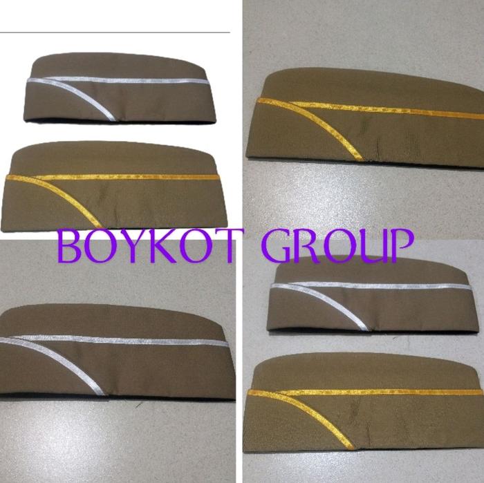 10 pcs Topi mut PNS / ASN lis putih / kuning 10 biji peci keki