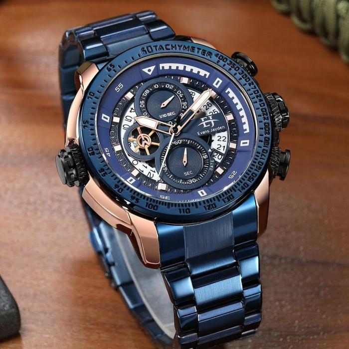 Evan Jayden 9446 Rantai Besi Stainless Ori Jam Tangan Pria Hitam