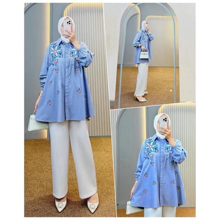 ATASAN KEMEJA TUNIK KATUN KOMBINASI SYAINA BY SEMUT ORIGINAL