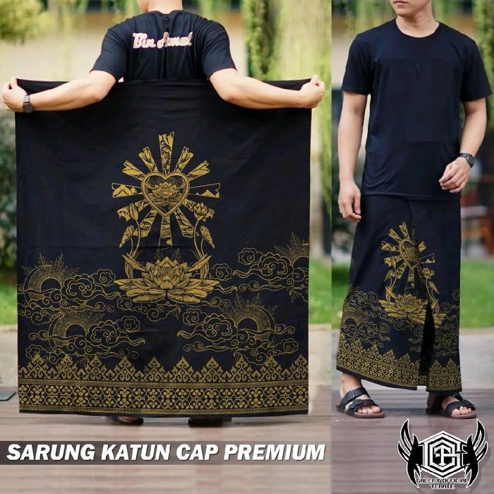 Sarung Batik PSHT Motif Muslim Cap Pria Dewasa - Wanita, Pekalongan, Hitam, Santri, Katun, Seragam