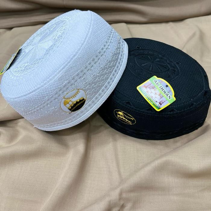 Peci Al-ihsan pria Muslim Kopiah Dewasa Putih Hitam