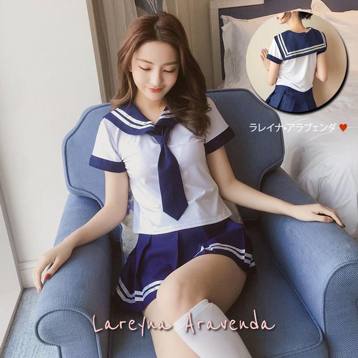 COD Set Lingerie Seksi + Rok + Dasi Model Kostum Sekolah Jepang LG163