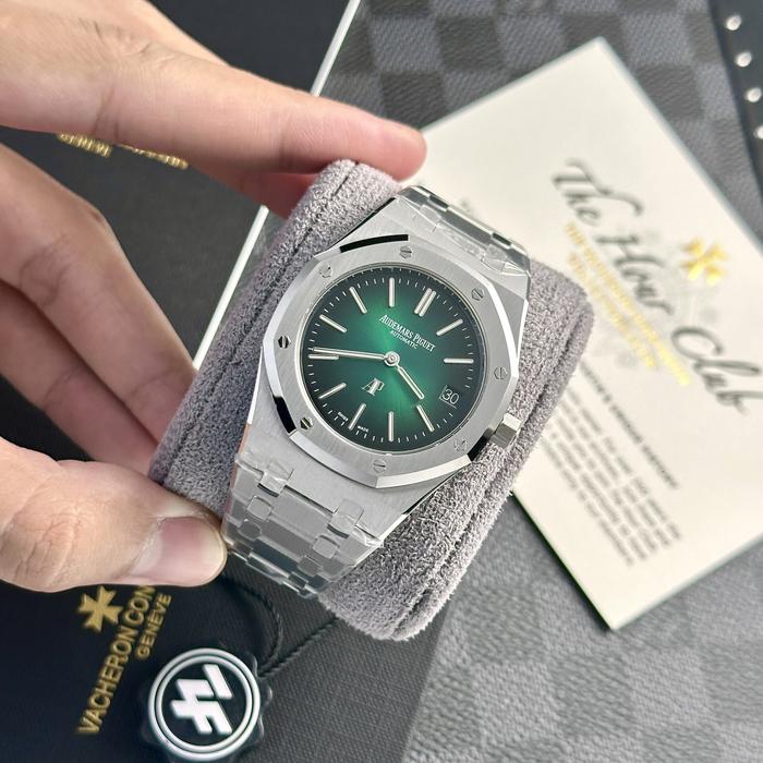 AP GREEN SWISS Audemars Oak Jumbo 16202ST Watch Green Dial 39mm