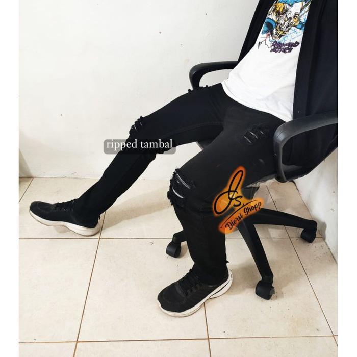 Celana sobek pria jeans pensil PAKAI LAPISAN/Celana robek robek TAMBAL gaul/celana panjang pria jean
