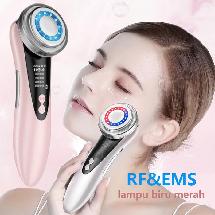 RF&EMS 5 In 1 Alat setrika Wajah Perawatan Kulit Pijat Wajah Face Lifting