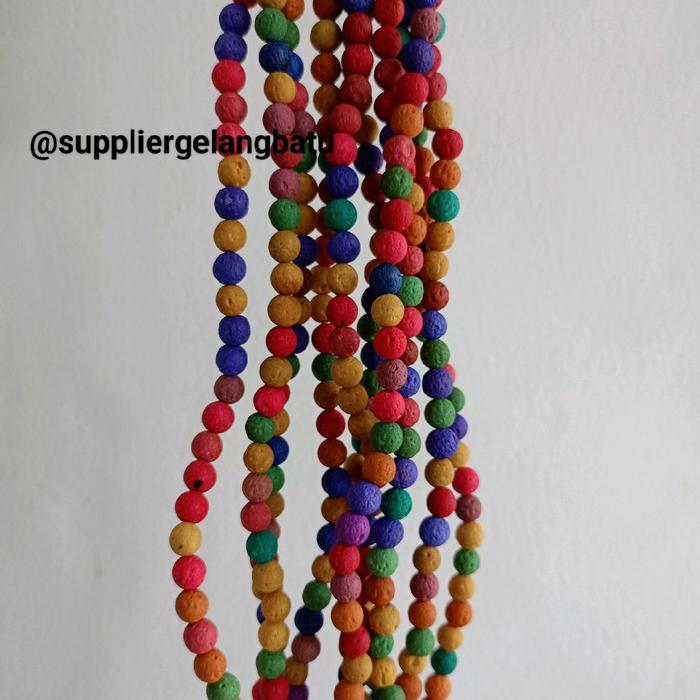 renceng multicolour lava natural pacawarna 8mm batu akik merapi larva