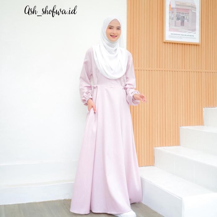 STEVIA DRESS Katun Polos-gamis katun madinah muslim Wanita baju lebaran