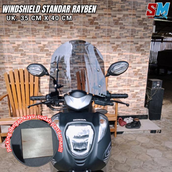 Terlaris Windshield Ukuran 35cm X 40cm Rayben Hitam Transparan Universal Motor Winsil Tameng Angin W