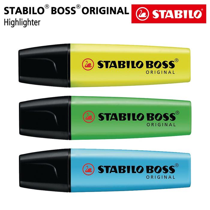 STABILO Set 3 - BOSS Original / Highlighter Marker Kuning Biru Hijau