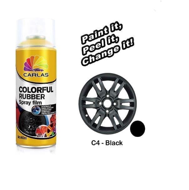 Carlas Rubber Paint C4 Black Doff / Hitam C4 400ml / Hitam Matte - Cat Velg Original Tahan Cuaca & T