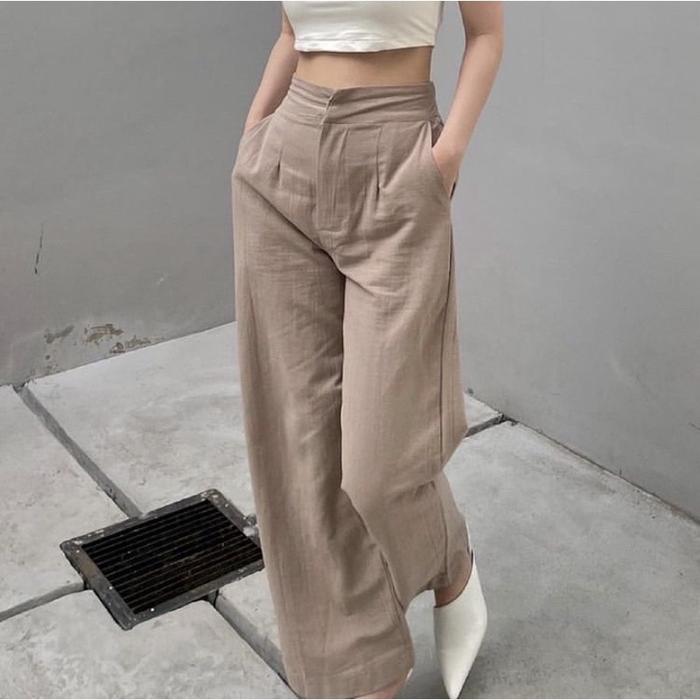◤New◢ Celana Kulot Linen Highwaist 2239 Linen | Celana Kulot Wanita