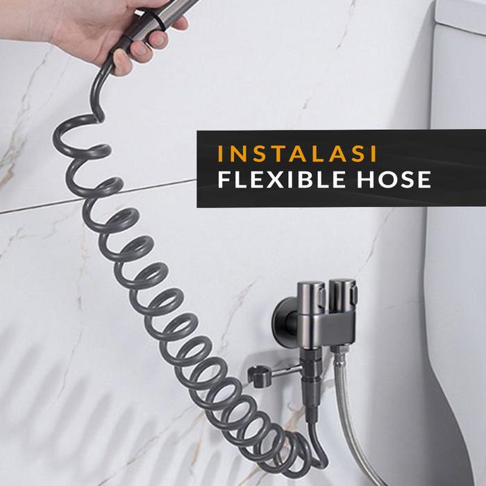 RKG Selang Spiral Shower Fleksibel - Selang Bidet Abu