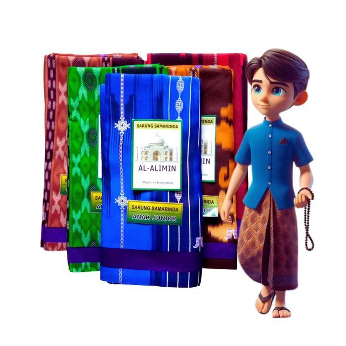 Sarung Samarinda Junior-Kain Sarung Motif Samarinda 210 Anak Laki-laki 5-12 Tahun Muslim Koko Bahan 