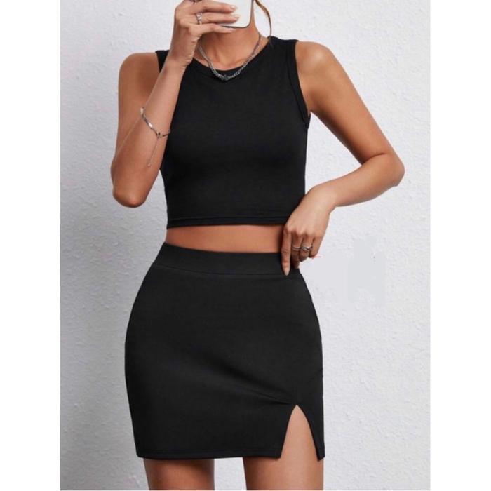 Beachwear studio - mini skirt stretch knit with slit