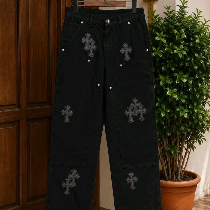 Chrome Hearts Black Patch Jeans