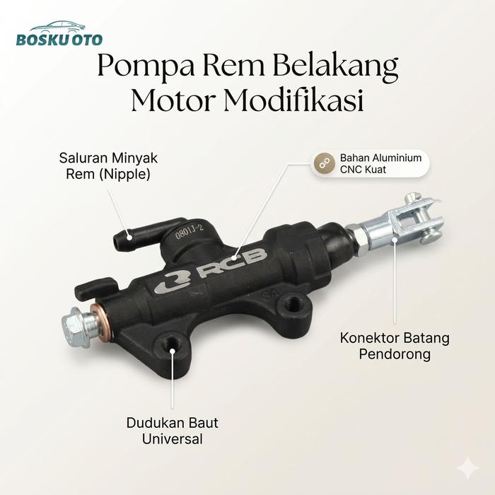 Master Rem RCB Belakang Motor Tonjokan Rem Belakang RCB Universal Brake Pump Rear Vixion cb cbs r15 
