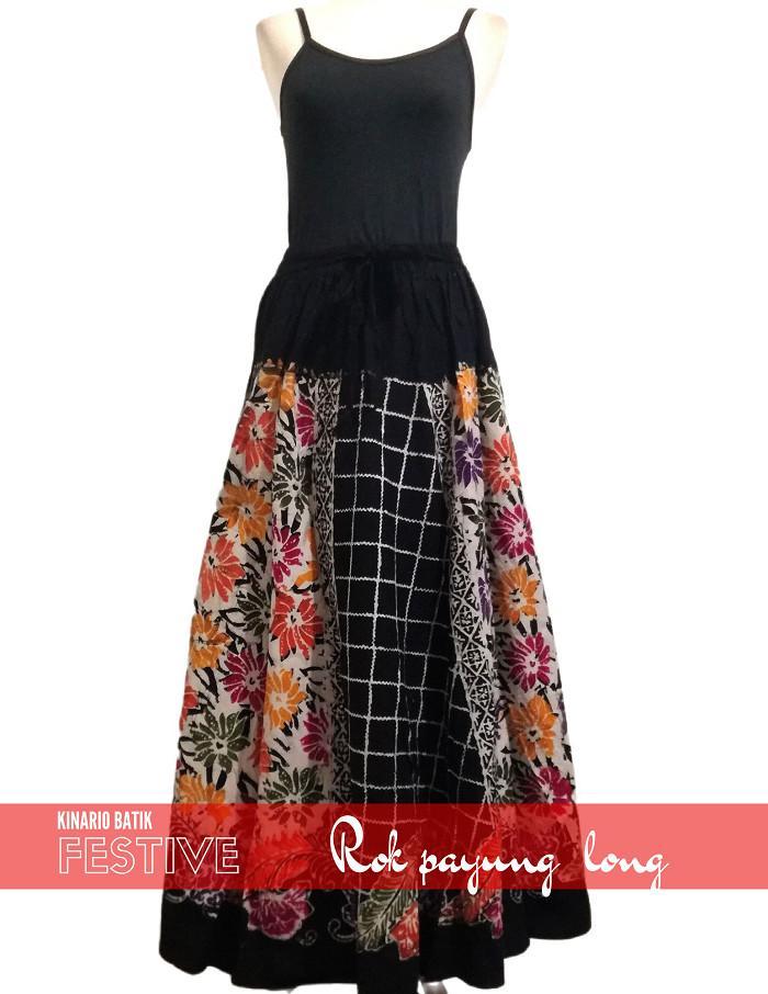 Kinario Batik Rok Payung A-Line Batik Tulis Kombinasi Cap Colet Modern Fit High
