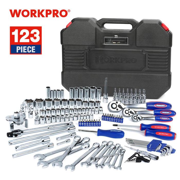 WORKPRO 123PC Car Repair Tool Set for Auto Tool Set  Mechanic Tool