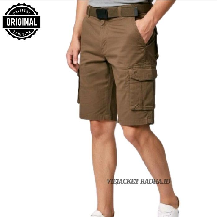 Bawangcheng Celana Pendek Kargo Import Model 7/8 Coklat Nyaman Tebal Bahan Kanvas Dewasa Shorts Pria
