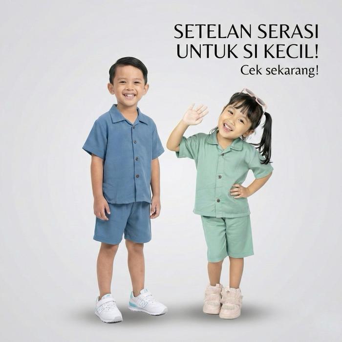 Sabalaiqa Setelan Baju Piyama Anak unisex Laki Laki Perempuan Warna Polos Rayon twill Adem Anti Irit