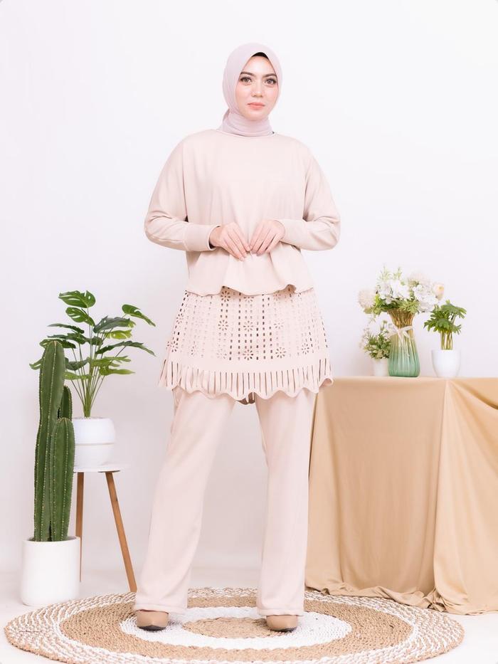 jesica one set setelan celana knit celana cutbray terbaru