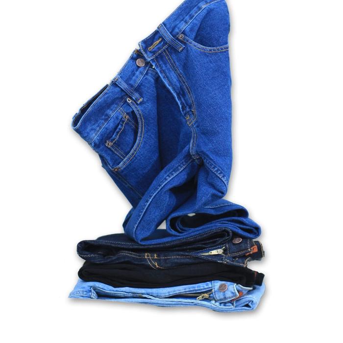 celana panjang pria jeans standar reguler kerja levis 505 hitam aqua-navy blue