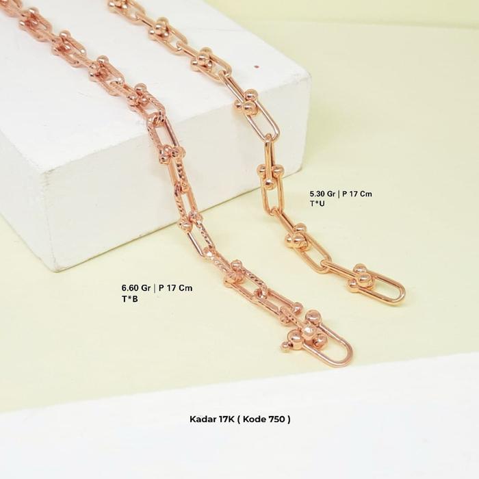 Gelang Emas Padlock - Rosegold - Kadar 17K - Bintang Mas Semarang