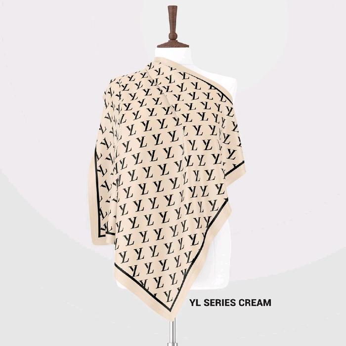 Hijab Voal Motif Standart YL Series Cream untuk Muslim Rompi