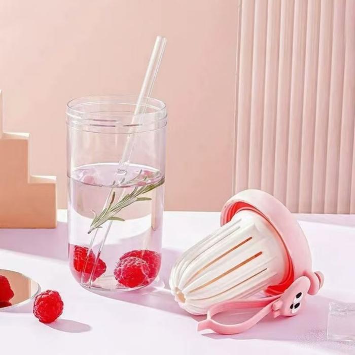 Voova Mug Gelas Tumbler Dengan Sedotan Milk Cup Tumbler Glass With Straw