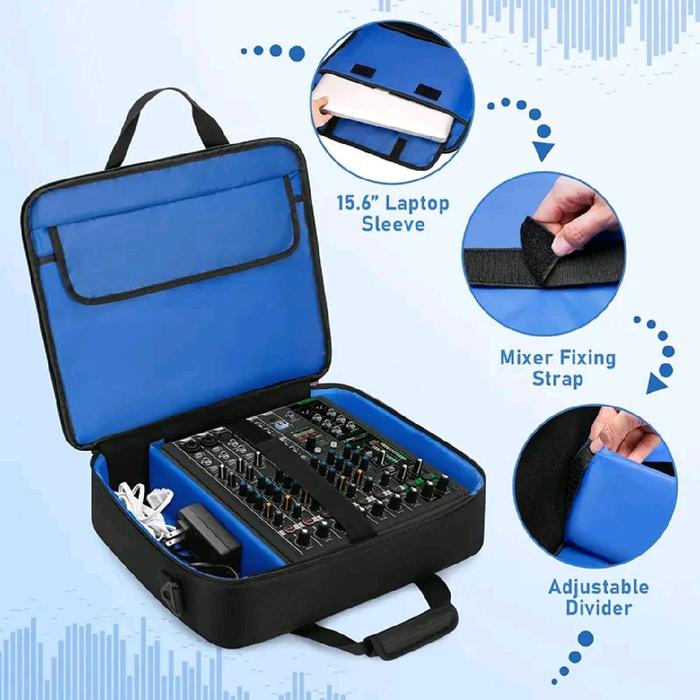 Tas Slempang Jingjing Mixer Audio dengan 15.6" Laptop Sleeve & Adjustable Divider Tas Perlengkapan A