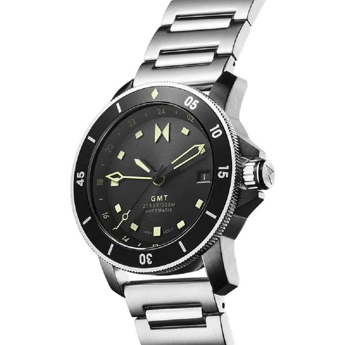 Jam Tangan Pria Man Watch MVMT Cali Men GMT Diver Stainless Steel Strap Black Dial