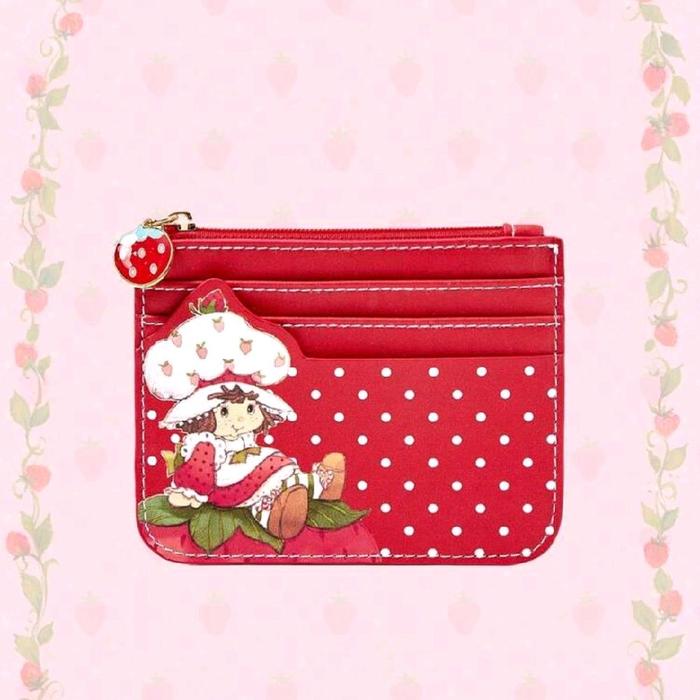 Strawberry Shortcake | ROMWE Strawberry Cartoon Pattern Bus Card Holder Zipper Coin Purse Keychain