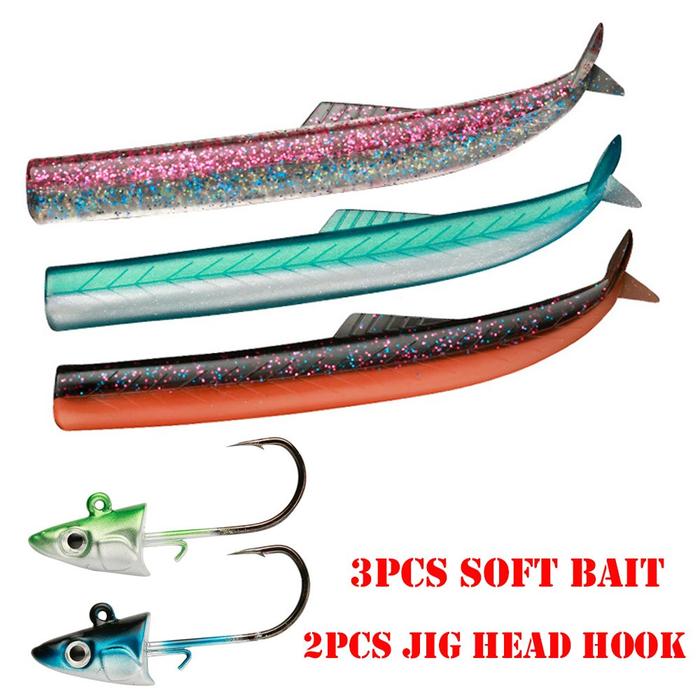 FLASH SAND EEL 10g Jig Head Soft Fishing Lure Tail Jig Head Hook