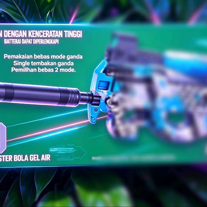 Mainan anak-anak tembakan water Gel Blaster Elektrik P90 terbaru dengan variasi grafis menarik - Sud