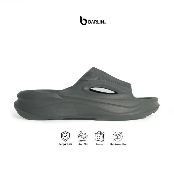 Barlin Mova Grey - Sandal Pria Recovery Nyaman Ringan Sol Phylon Support Pemulihan Anti Slip Empuk