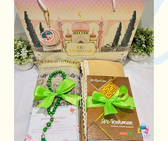 Hampers Idul Fitri /Hampers Mukena Sajadah Alquran Gable Box / Hampers Ramadhan Eid