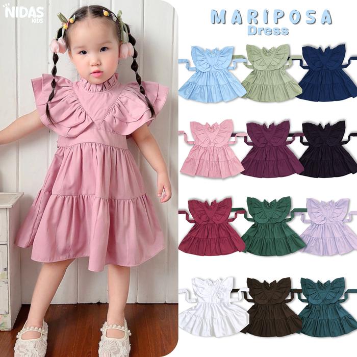 Nidas Kids - Mariposa Dress Gaun anak perempuan Usia 1-6 tahun Mini Dress Tunik Bahan Katun