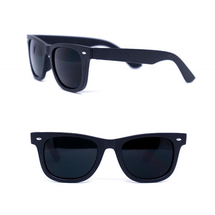 Kacamata Hitam Wayfarer Klasik Round Lensa Normal - Hitam Doff