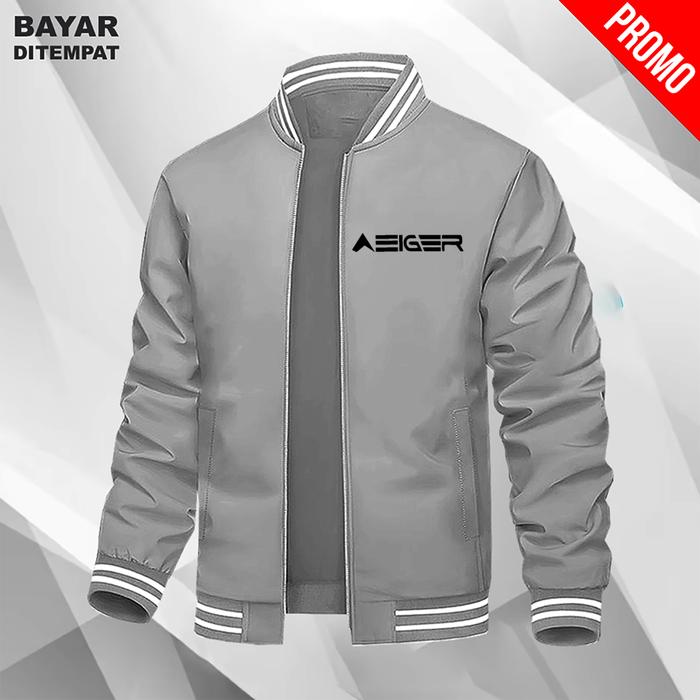 Defest!d Jaket Varsity Bahan Tebal Dan nyaman logo eiger keren hitam - Jaket boomber varsity katun f