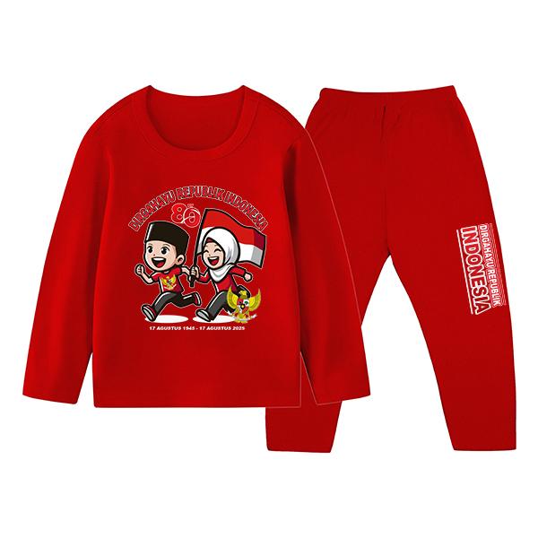 Setelan Panjang Anak Kemerdekaan Indonesia Baju Tidur Piyama Ukuran 1-10 Tahun Anak Laki-laki ID-176