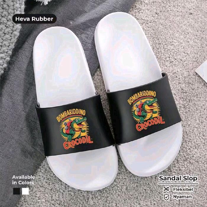 Sandal Slop Pria Terbaru Sandal Premium Sandal Slip On Anti Slip Sandal Phylon Putih Hitam Sandal Be