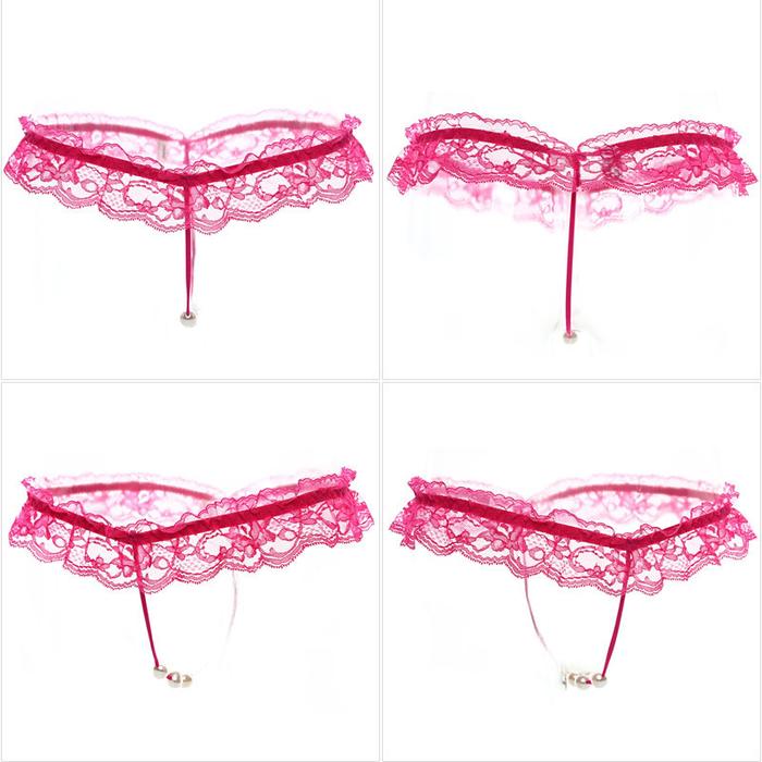 Celana Dalam G String Thong Renda Tali Mini Hiasan Mutiara