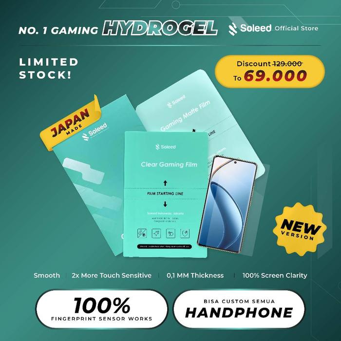 SOLEED - Realme 13 Pro Pro+ 13+ Gaming Hydrogel Clear & Matte | Kaca Anti Gores - Not Tempered Glass