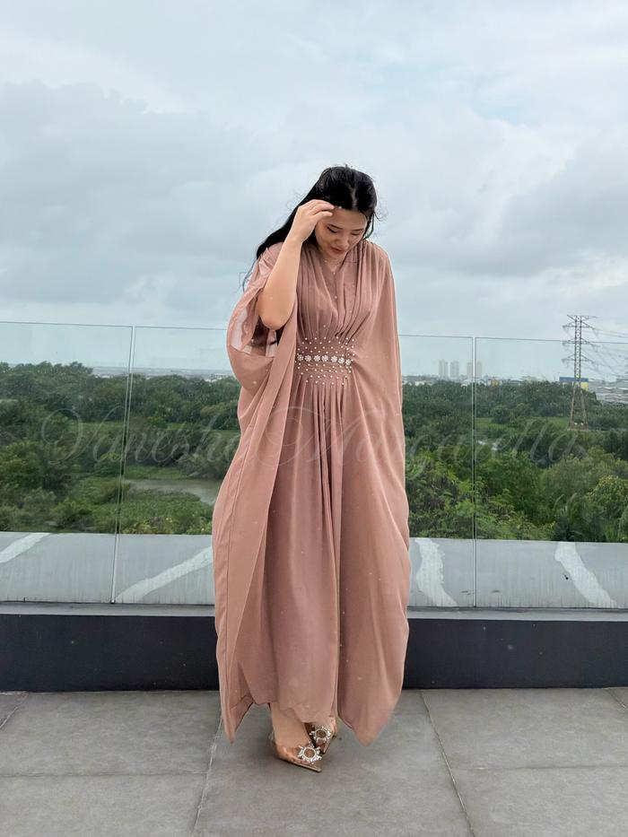[VM] - READY STOCK - 833 Kaftan Ceruty Dress Mute Muslim Lebaran Mydress_collection Mutiara Panjang 