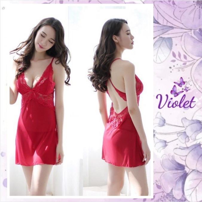 Violet Lingerie Baju Tidur Seksi Pakaian Dalam Seksi Renda Tipis Transparan Sling Erotis Panas 1050