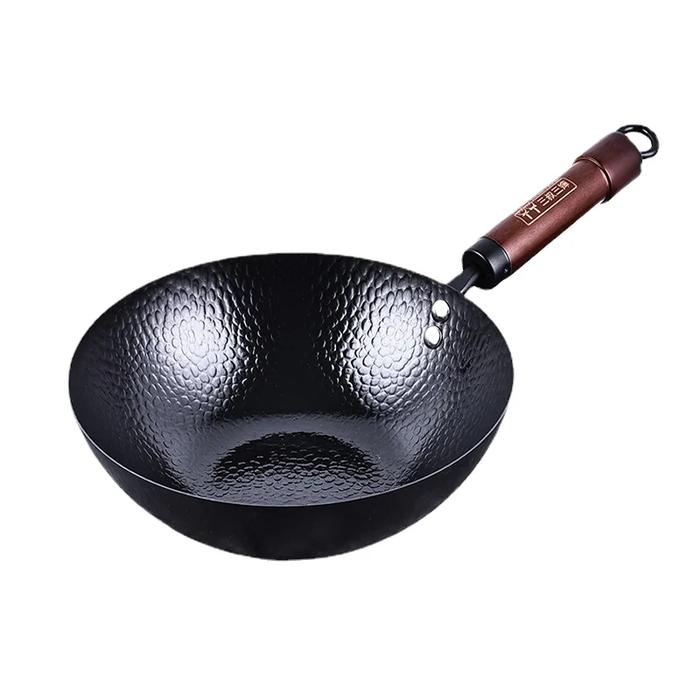 Women Lightweight Wok Pan,Hammer Cast Iron Frying pan,Durable