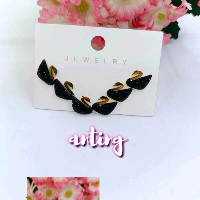 Anting titanium wanita 3 set model angsa anti karat