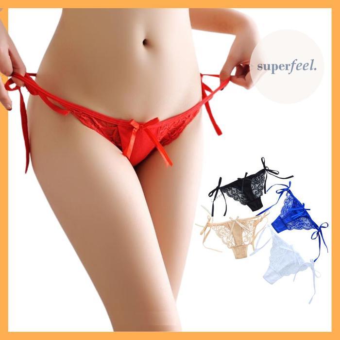 PREMIUM SFL CELANA DALAM SEXY WANITA THONG G STRING PEREMPUAN MODEL IKAT SAMPING TALI RENDA CD KOLOR